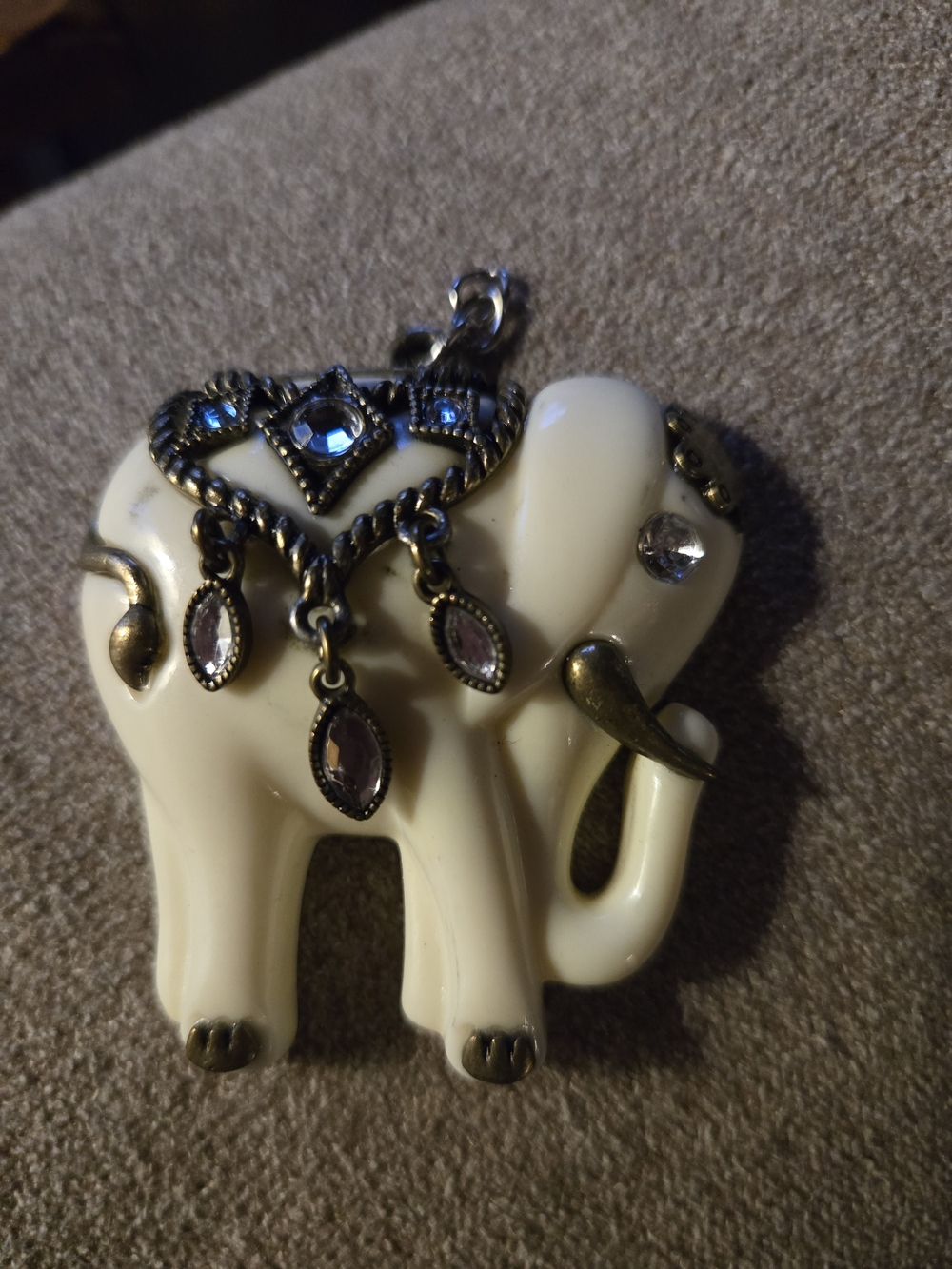 Lucky,Ivory Elephant Decorative Accent with Antique Gold Detailing